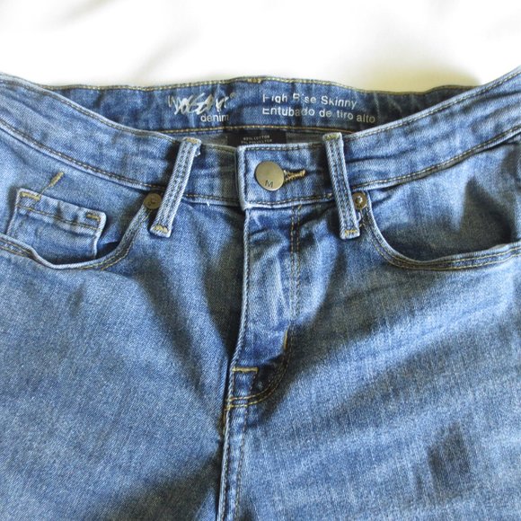 4/$14 MOSSIMO womens SKINNY jeans HIGH RISE denim POWER STRETCH blue SIZE 0 - Picture 6 of 13